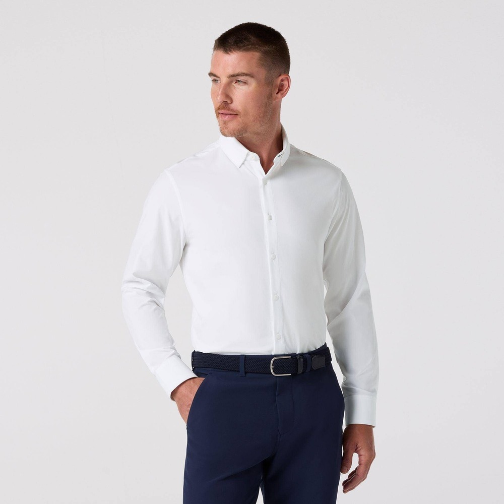Mizzen+Main Men's Leeward Performance Dress Shirt White L Trim Fit
